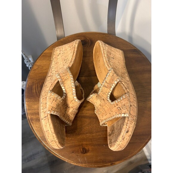 Jack Rogers Sloane mid wedge sandal Size 9 shoe cork whipstitch slip on Sandals - Picture 4 of 7